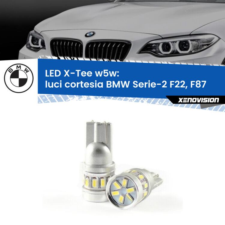 <strong>LED luci cortesia per BMW Serie-2</strong> F22, F87 2012 - 2015. Lampade <strong>W5W</strong> modello X-Tee Xenovision top di gamma.