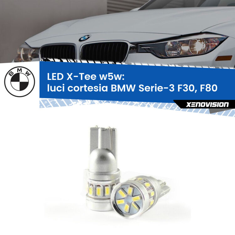 <strong>LED luci cortesia per BMW Serie-3</strong> F30, F80 posteriori. Lampade <strong>W5W</strong> modello X-Tee Xenovision top di gamma.