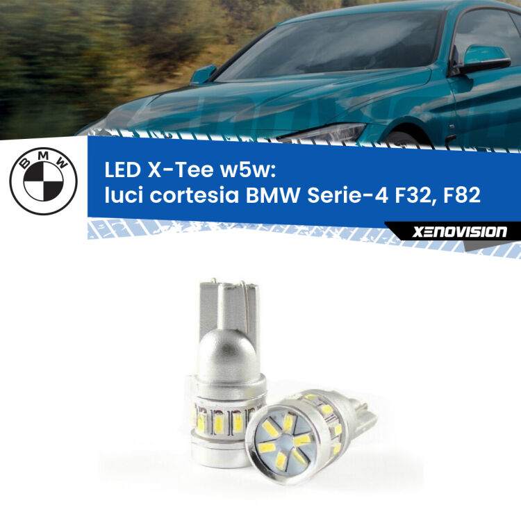 <strong>LED luci cortesia per BMW Serie-4</strong> F32, F82 posteriori. Lampade <strong>W5W</strong> modello X-Tee Xenovision top di gamma.