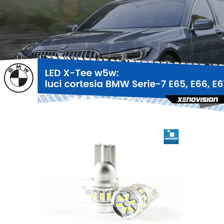 <strong>LED luci cortesia per BMW Serie-7</strong> E65, E66, E67 2001 - 2008. Lampade <strong>W5W</strong> modello X-Tee Xenovision top di gamma.