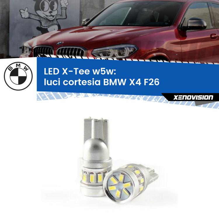 <strong>LED luci cortesia per BMW X4</strong> F26 2014 - 2017. Lampade <strong>W5W</strong> modello X-Tee Xenovision top di gamma.