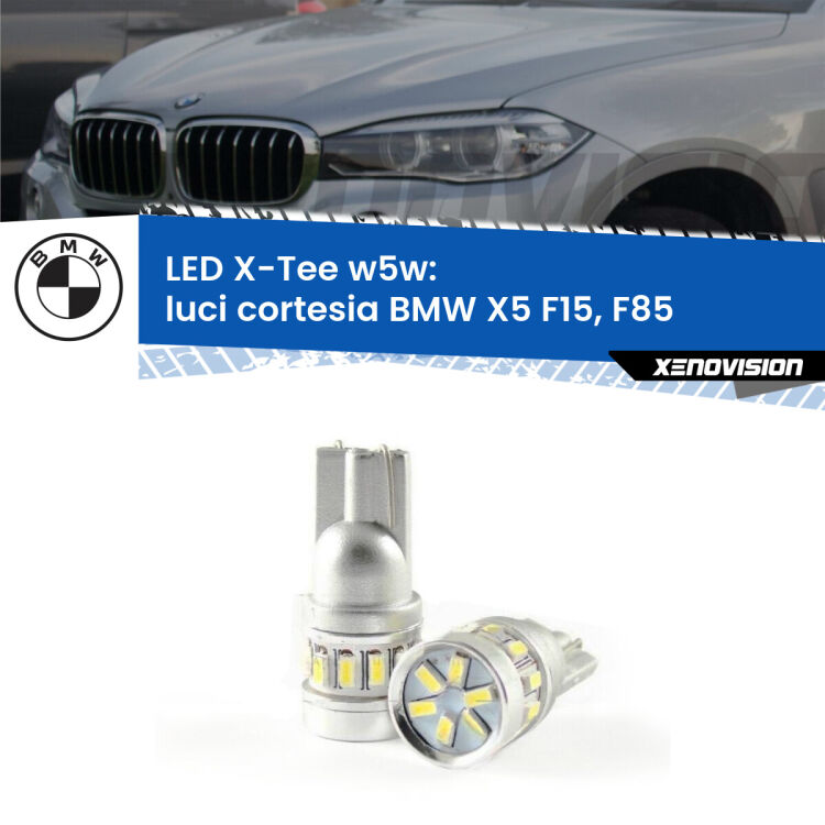 <strong>LED luci cortesia per BMW X5</strong> F15, F85 2014 - 2018. Lampade <strong>W5W</strong> modello X-Tee Xenovision top di gamma.