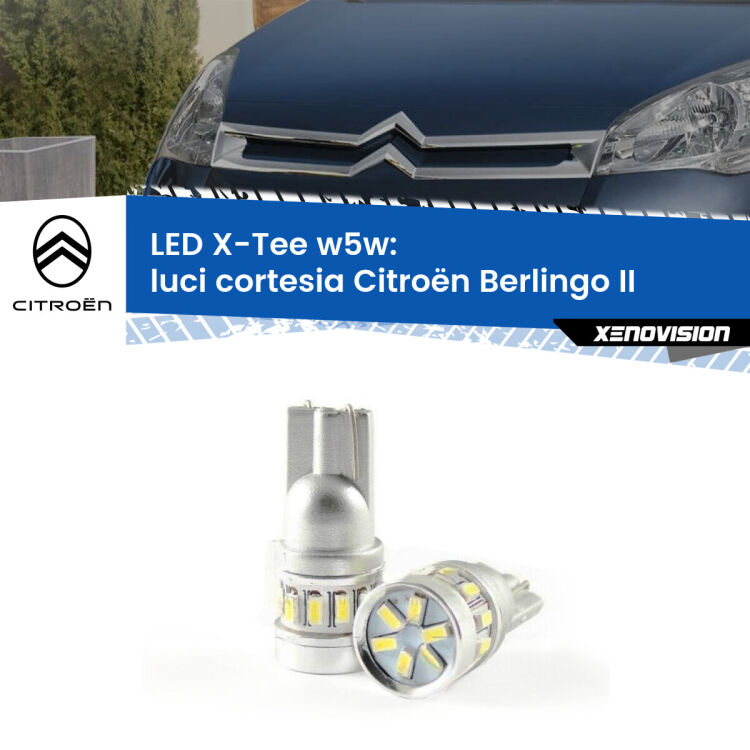 <strong>LED luci cortesia per Citroën Berlingo</strong> II 2008 - 2017. Lampade <strong>W5W</strong> modello X-Tee Xenovision top di gamma.