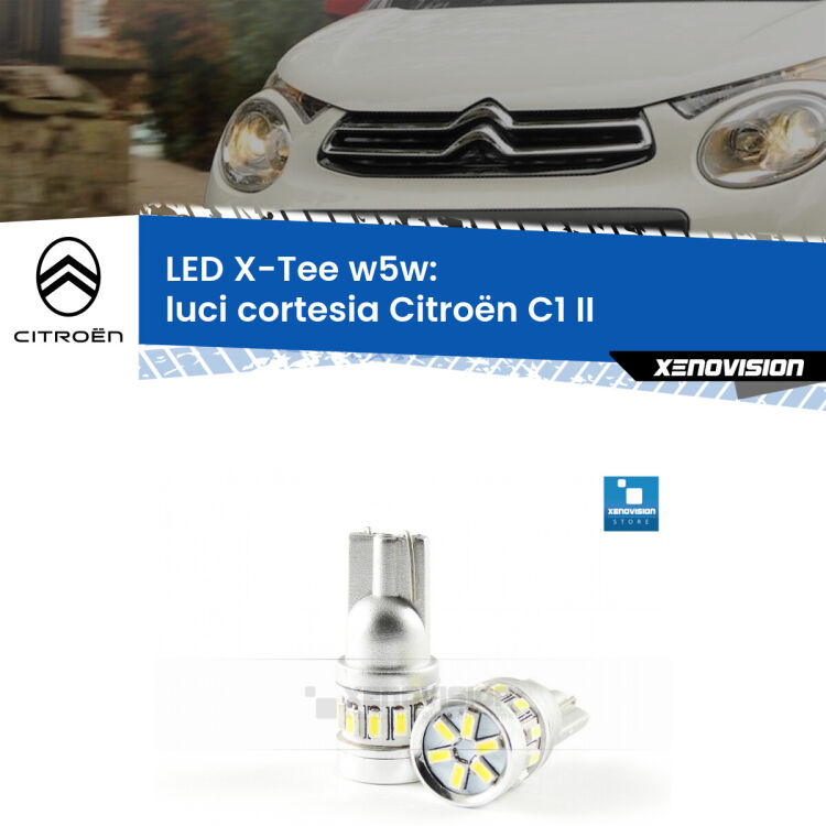 <strong>LED luci cortesia per Citroën C1</strong> II 2014 in poi. Lampade <strong>W5W</strong> modello X-Tee Xenovision top di gamma.