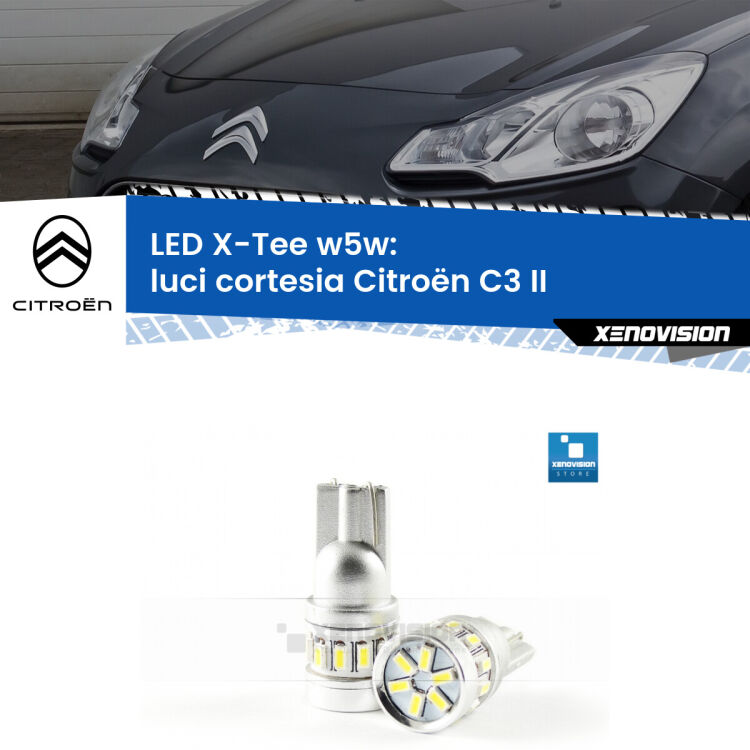 <strong>LED luci cortesia per Citroën C3</strong> II 2009 - 2016. Lampade <strong>W5W</strong> modello X-Tee Xenovision top di gamma.