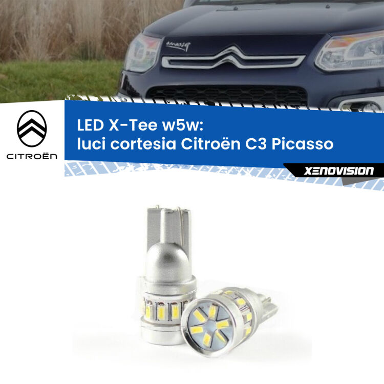 <strong>LED luci cortesia per Citroën C3 Picasso</strong>  2009 - 2016. Lampade <strong>W5W</strong> modello X-Tee Xenovision top di gamma.