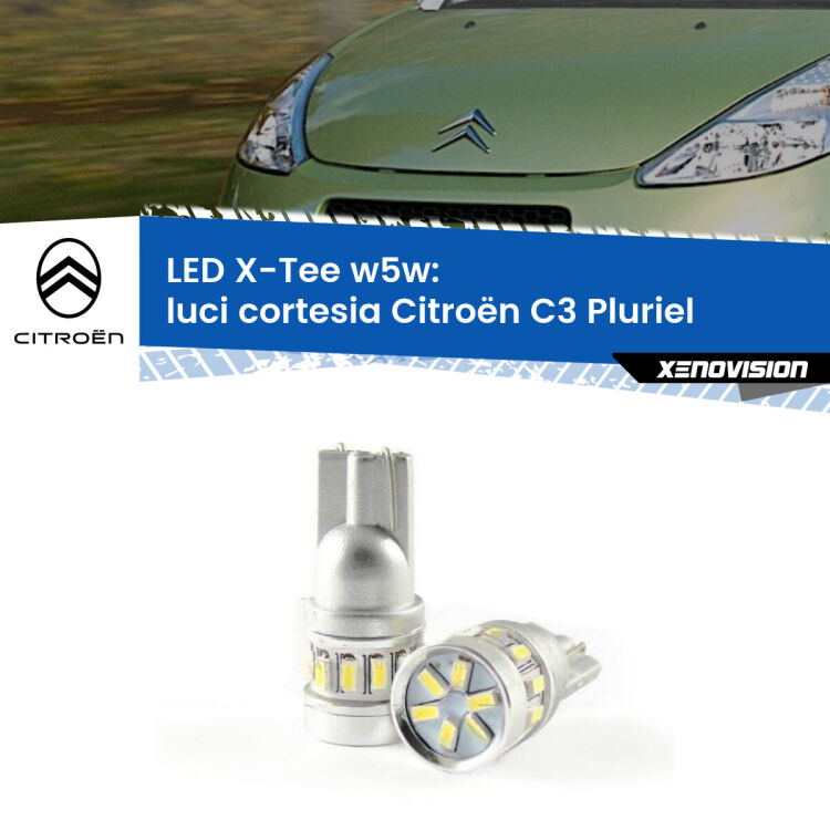 <strong>LED luci cortesia per Citroën C3 Pluriel</strong>  2003 - 2010. Lampade <strong>W5W</strong> modello X-Tee Xenovision top di gamma.