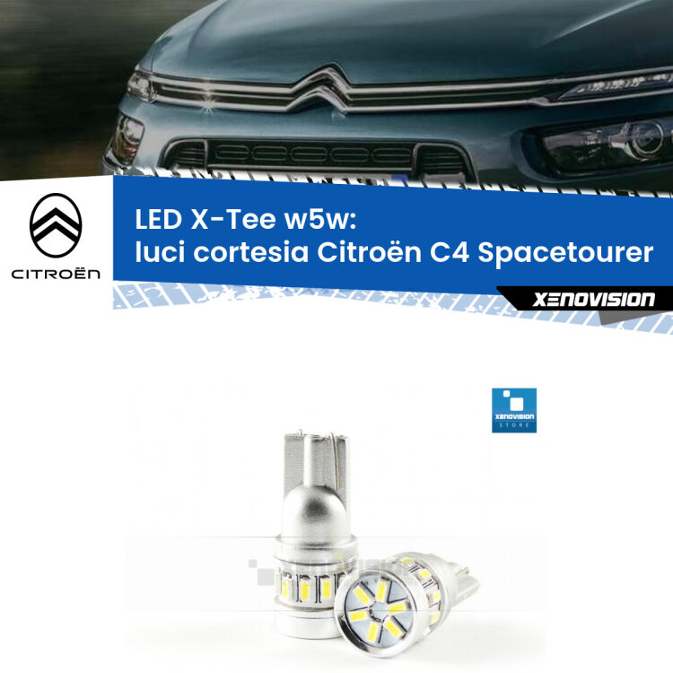 <strong>LED luci cortesia per Citroën C4 Spacetourer</strong>  Versione 1. Lampade <strong>W5W</strong> modello X-Tee Xenovision top di gamma.