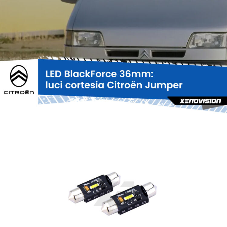 <strong>LED luci cortesia 36mm per Citroën Jumper</strong>  1994 - 2002. Coppia lampadine <strong>C5W</strong>modello BlackForce Xenovision.