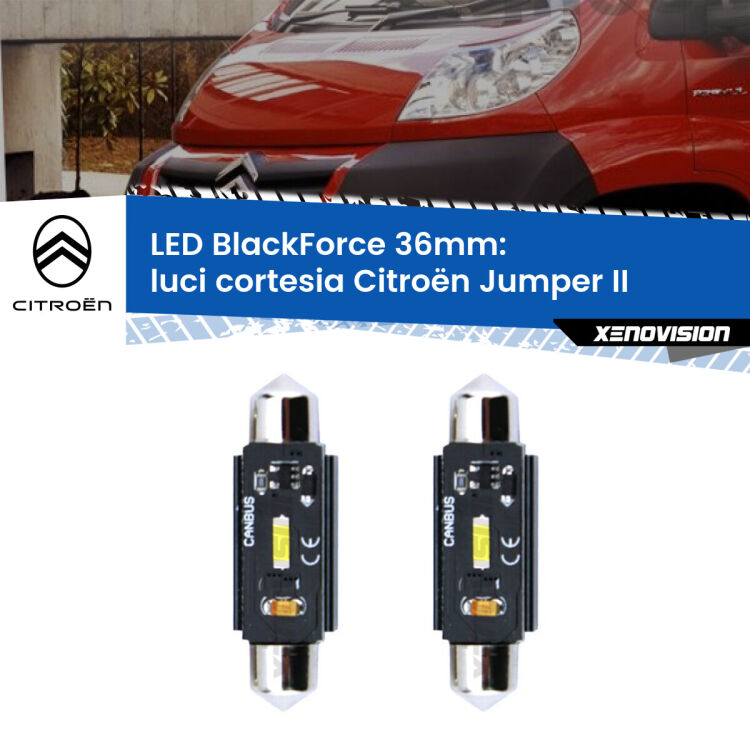 <strong>Luci Cortesia LED per Citroën Jumper</strong> II anteriori. Coppia lampade <strong>C5W</strong> 36mm modello BlackForce canbus.