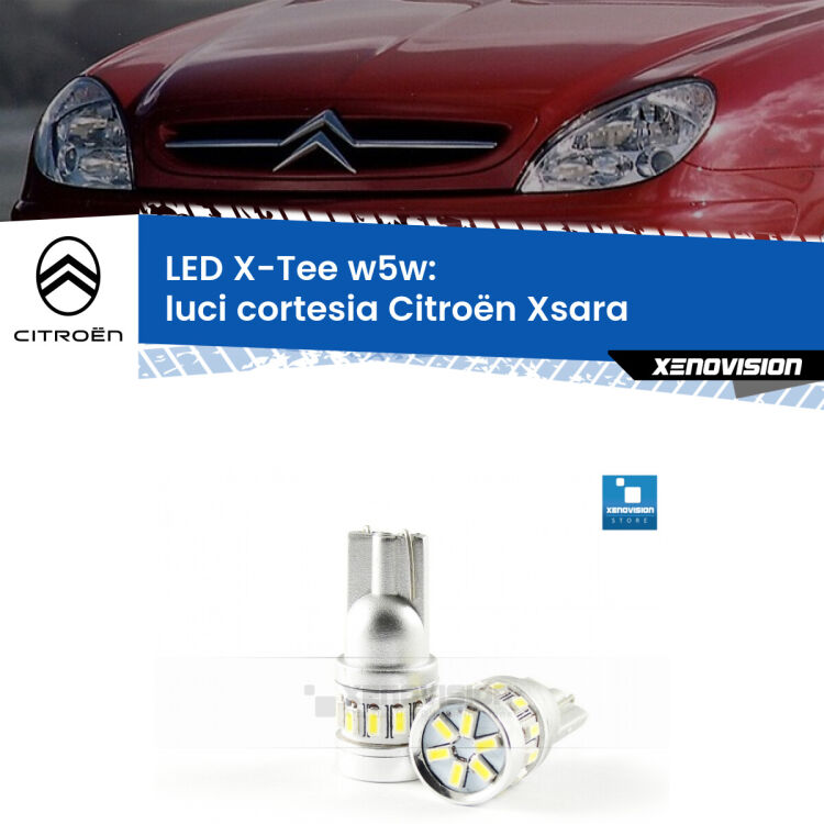 <strong>LED luci cortesia per Citroën Xsara</strong>  1997 - 2005. Lampade <strong>W5W</strong> modello X-Tee Xenovision top di gamma.