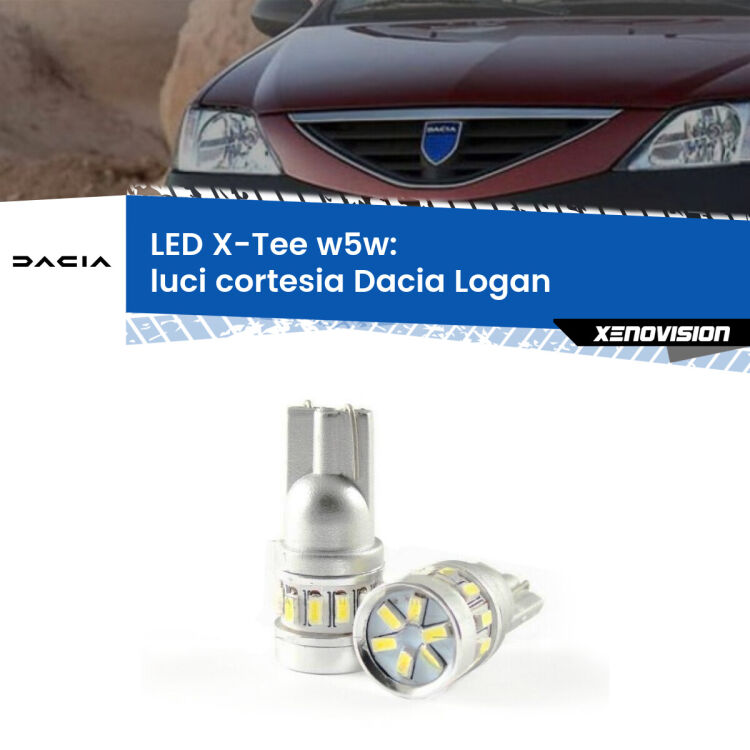 <strong>LED luci cortesia per Dacia Logan</strong>  2004 - 2011. Lampade <strong>W5W</strong> modello X-Tee Xenovision top di gamma.