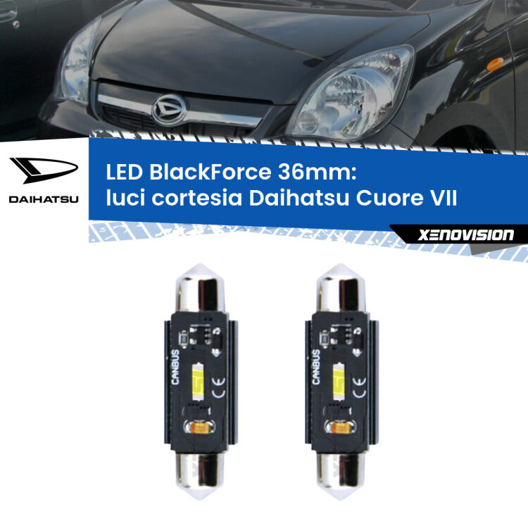 <strong>Luci Cortesia LED per Daihatsu Cuore VII</strong>  2007 - 2018. Coppia lampade <strong>C5W</strong> 36mm modello BlackForce canbus.