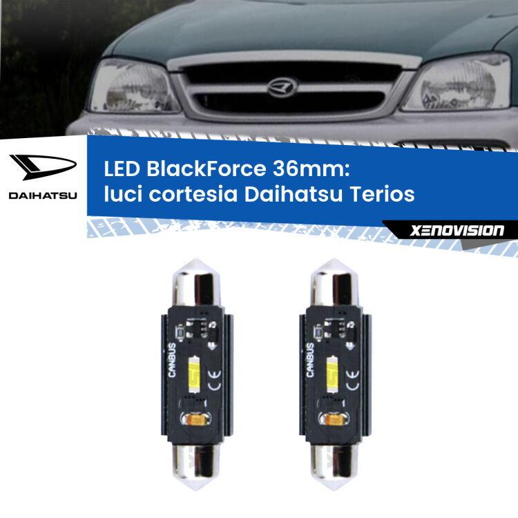 <strong>Luci Cortesia LED per Daihatsu Terios</strong>  posteriori. Coppia lampade <strong>C5W</strong> 36mm modello BlackForce canbus.