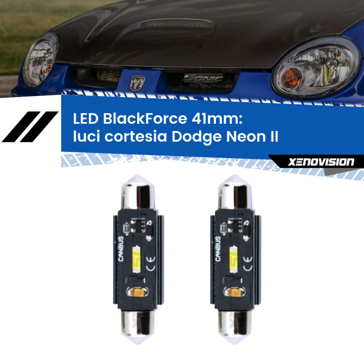 <strong>Luci Cortesia LED per Dodge Neon</strong> II 1999 - 2005. Coppia lampade <strong>C5W</strong> 41mm modello BlackForce canbus.