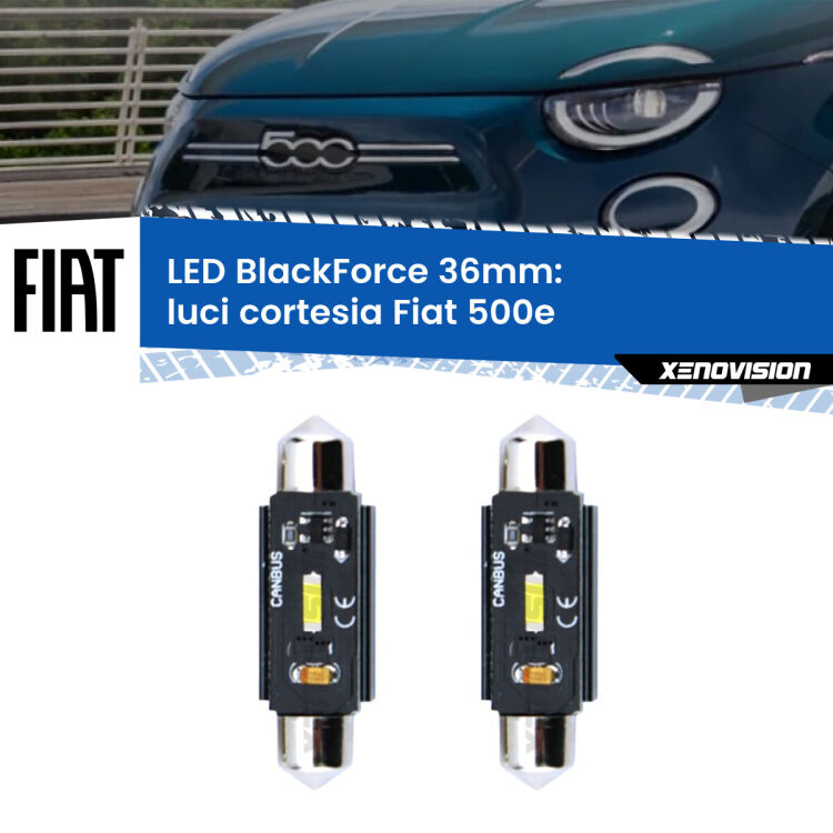 <strong>Luci Cortesia LED per Fiat 500e</strong>  in poi. Coppia lampade <strong>C5W</strong> 36mm modello BlackForce canbus.