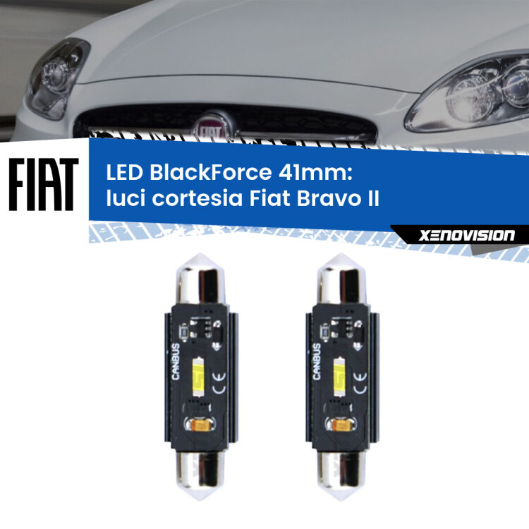 <strong>Luci Cortesia LED per Fiat Bravo II</strong>  2006 - 2014. Coppia lampade <strong>C5W</strong> 41mm modello BlackForce canbus.