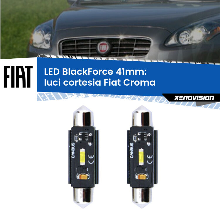 <strong>Luci Cortesia LED per Fiat Croma</strong>  anteriori. Coppia lampade <strong>C5W</strong> 41mm modello BlackForce canbus.