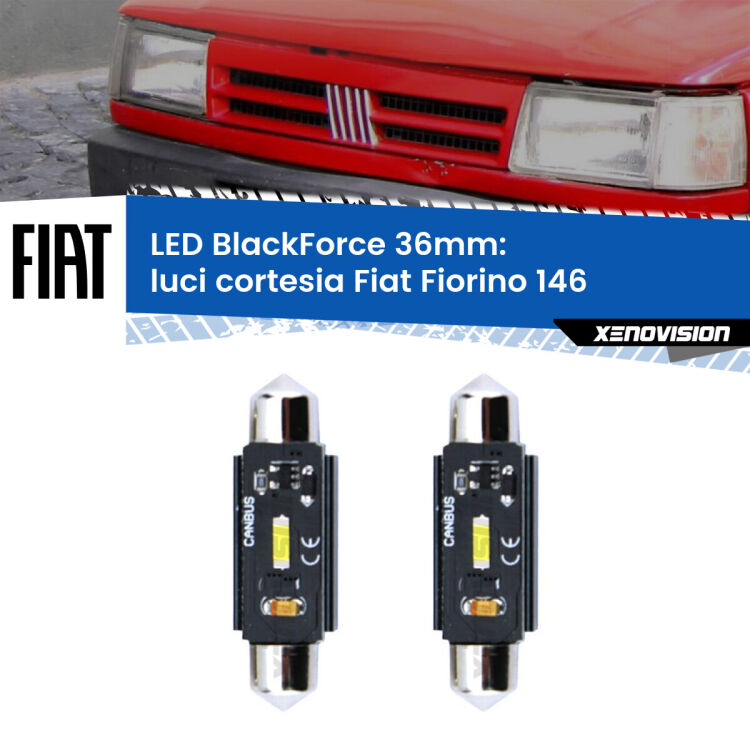 <strong>Luci Cortesia LED per Fiat Fiorino</strong> 146 1988 - 2001. Coppia lampade <strong>C5W</strong> 36mm modello BlackForce canbus.