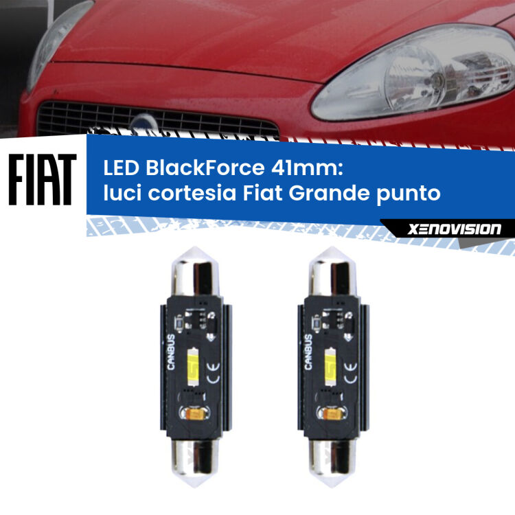 <strong>Luci Cortesia LED per Fiat Grande punto</strong>  2005 - 2018. Coppia lampade <strong>C5W</strong> 41mm modello BlackForce canbus.