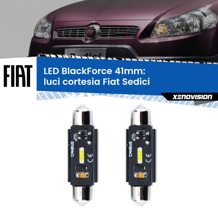 <strong>Luci Cortesia LED per Fiat Sedici</strong>  2006 - 2014. Coppia lampade <strong>C5W</strong> 41mm modello BlackForce canbus.