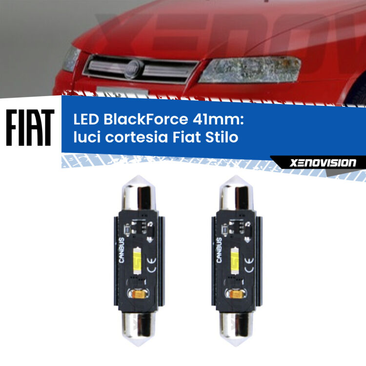 <strong>Luci Cortesia LED per Fiat Stilo</strong>  2001 - 2006. Coppia lampade <strong>C5W</strong> 41mm modello BlackForce canbus.