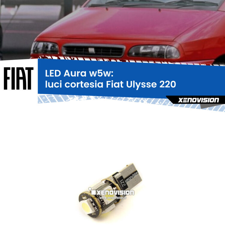 <strong>LED luci cortesia w5w per Fiat Ulysse</strong> 220 1994 - 2002. Una lampadina <strong>w5w</strong> canbus luce bianca 6000k modello Aura Xenovision.