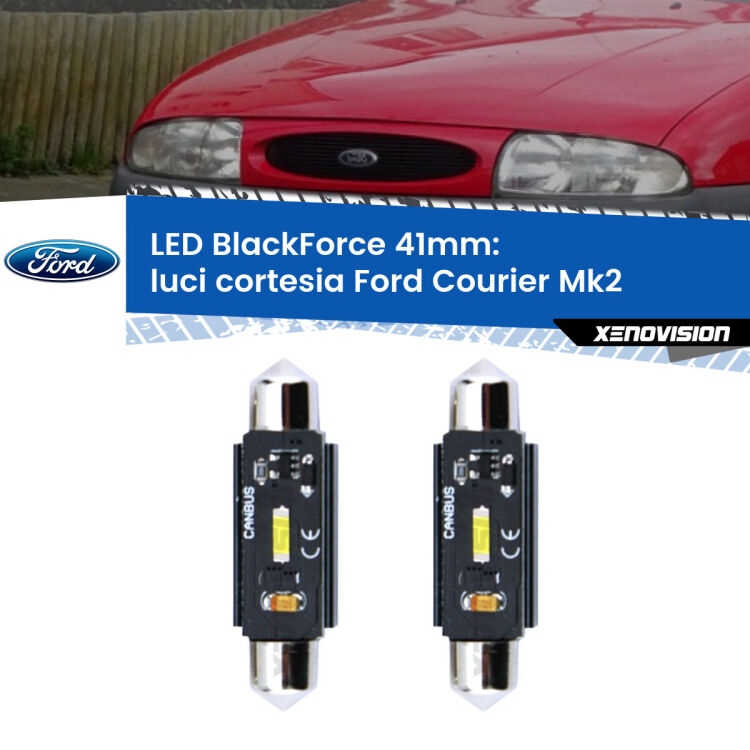 <strong>Luci Cortesia LED per Ford Courier</strong> Mk2 1996 - 2003. Coppia lampade <strong>C5W</strong> 41mm modello BlackForce canbus.