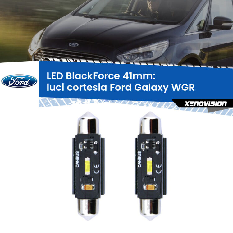 <strong>Luci Cortesia LED per Ford Galaxy</strong> WGR anteriori. Coppia lampade <strong>C5W</strong> 41mm modello BlackForce canbus.