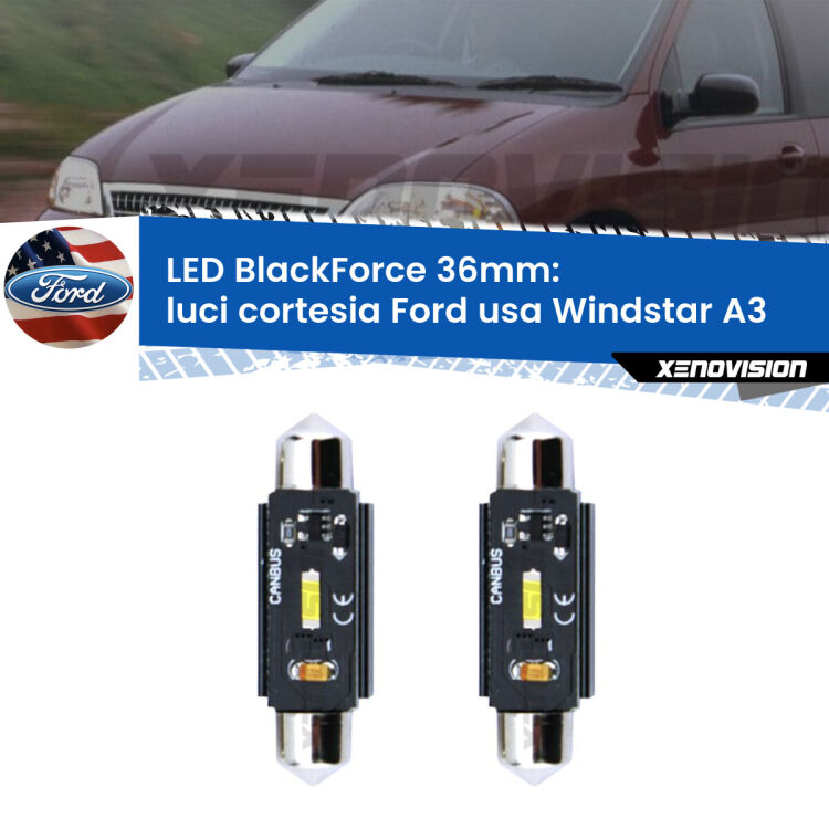 <strong>Luci Cortesia LED per Ford usa Windstar</strong> A3 1995 - 2000. Coppia lampade <strong>C5W</strong> 36mm modello BlackForce canbus.