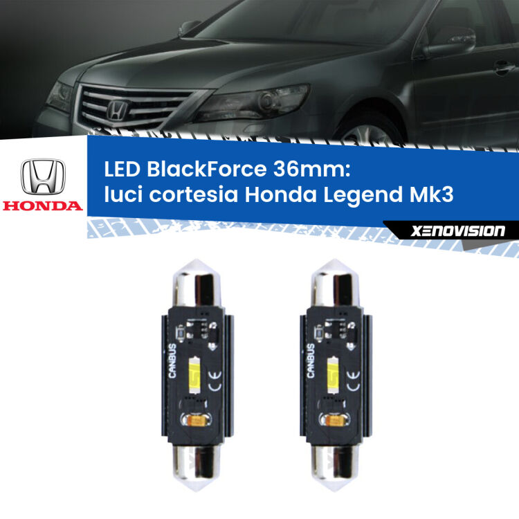 <strong>Luci Cortesia LED per Honda Legend</strong> Mk3 1996 - 2004. Coppia lampade <strong>C5W</strong> 36mm modello BlackForce canbus.