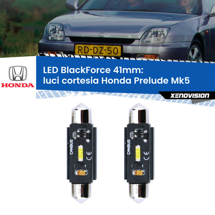 <strong>Luci Cortesia LED per Honda Prelude</strong> Mk5 1996 - 2000. Coppia lampade <strong>C5W</strong> 41mm modello BlackForce canbus.