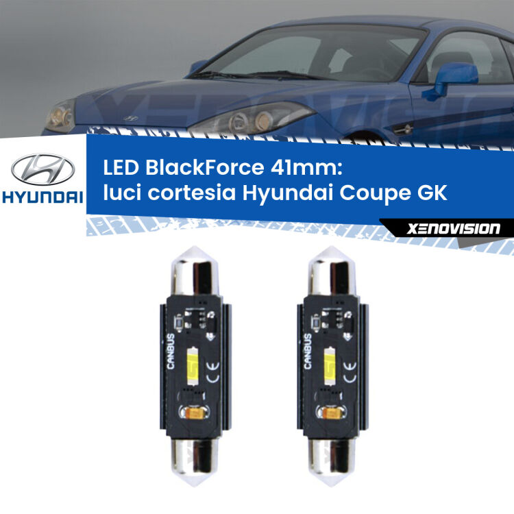 <strong>Luci Cortesia LED per Hyundai Coupe</strong> GK 2002 - 2009. Coppia lampade <strong>C5W</strong> 41mm modello BlackForce canbus.