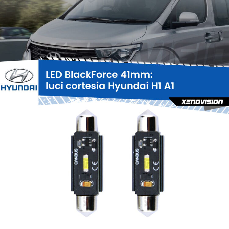 <strong>Luci Cortesia LED per Hyundai H1</strong> A1 1997 - 2008. Coppia lampade <strong>C5W</strong> 41mm modello BlackForce canbus.