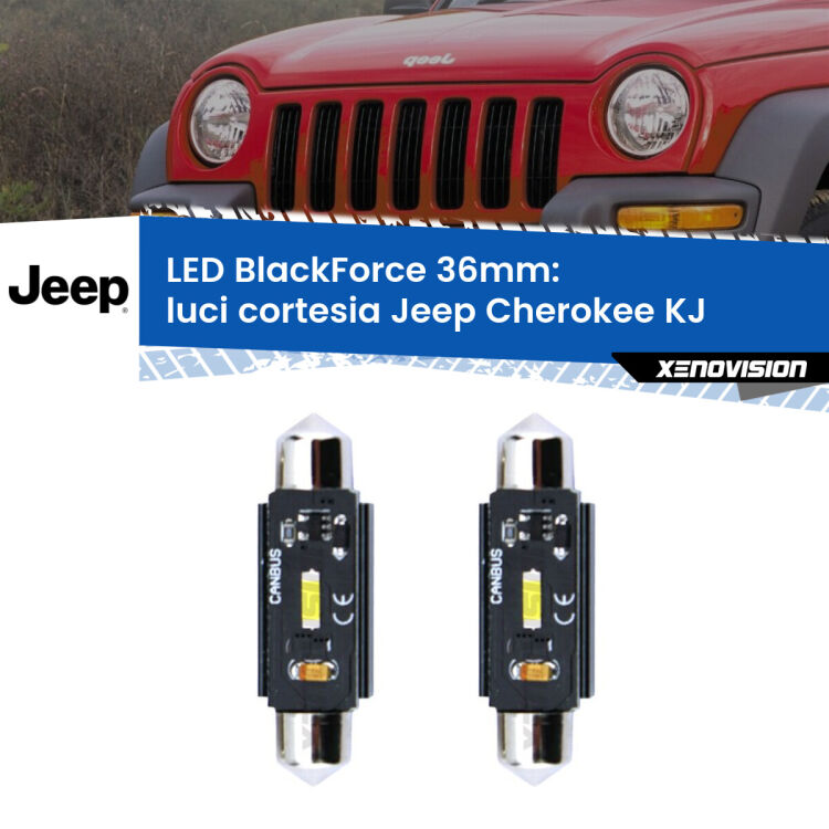 <strong>Luci Cortesia LED per Jeep Cherokee</strong> KJ 2002 - 2007. Coppia lampade <strong>C5W</strong> 36mm modello BlackForce canbus.