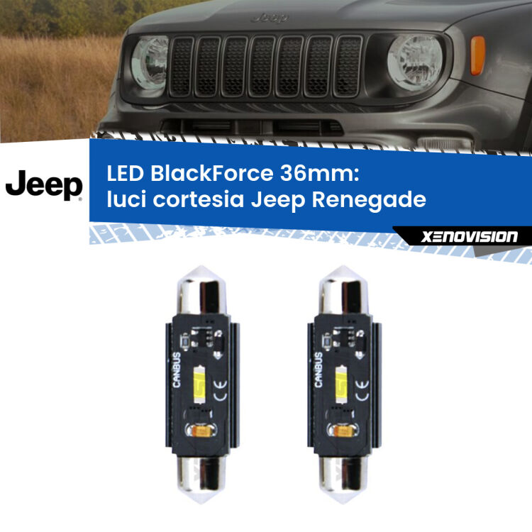 <strong>Luci Cortesia LED per Jeep Renegade</strong>  2014 in poi. Coppia lampade <strong>C5W</strong> 36mm modello BlackForce canbus.