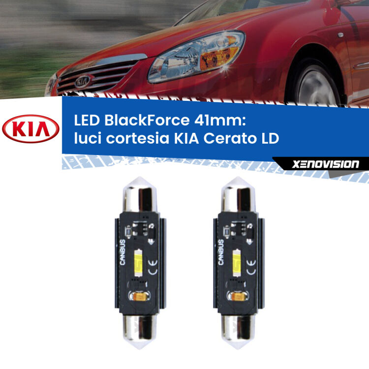 <strong>Luci Cortesia LED per KIA Cerato</strong> LD 2003 - 2007. Coppia lampade <strong>C5W</strong> 41mm modello BlackForce canbus.