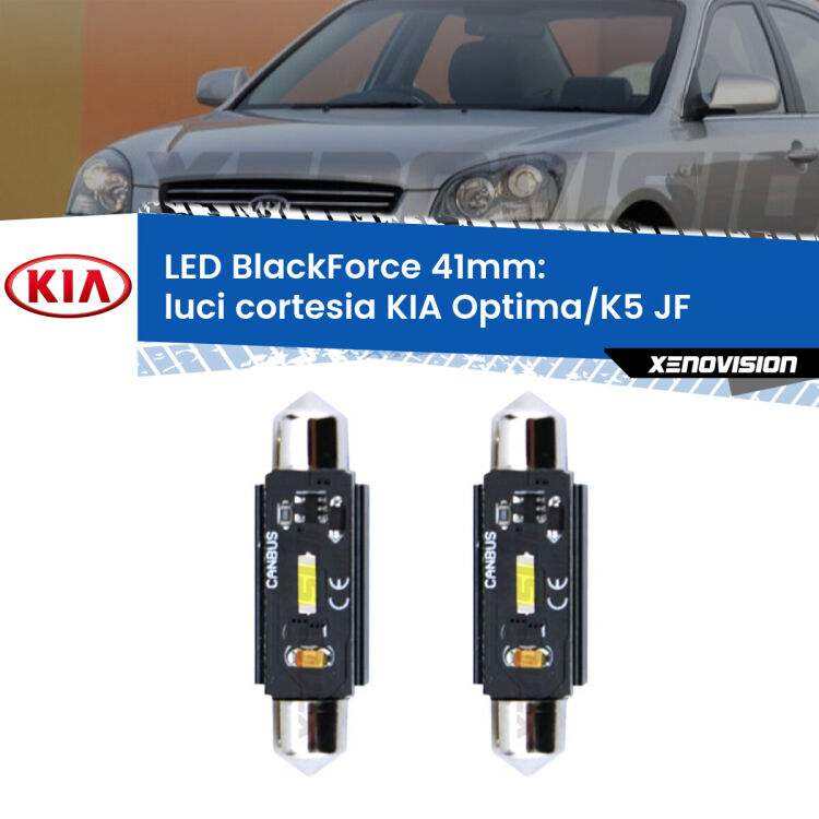 <strong>Luci Cortesia LED per KIA Optima/K5</strong> JF 2015 - 2018. Coppia lampade <strong>C5W</strong> 41mm modello BlackForce canbus.