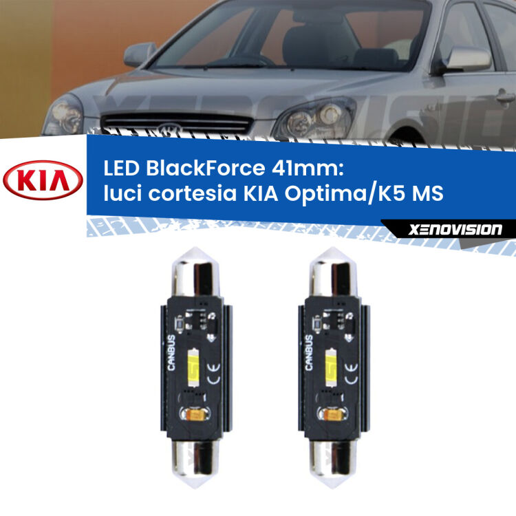 <strong>Luci Cortesia LED per KIA Optima/K5</strong> MS 2000 - 2004. Coppia lampade <strong>C5W</strong> 41mm modello BlackForce canbus.