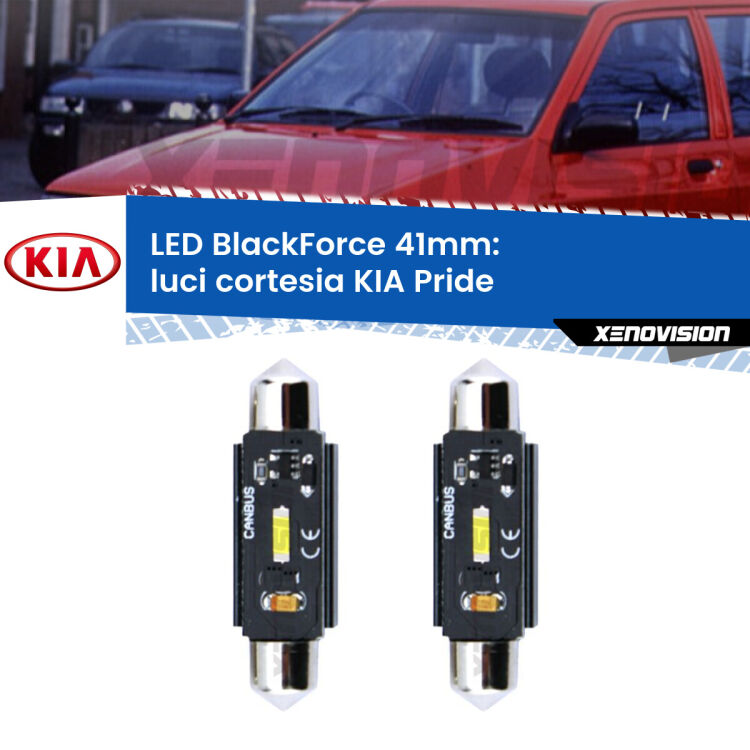 <strong>Luci Cortesia LED per KIA Pride</strong>  1990 - 2001. Coppia lampade <strong>C5W</strong> 41mm modello BlackForce canbus.