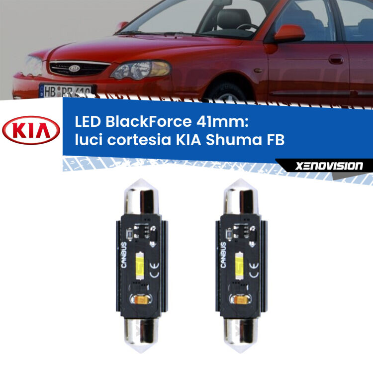 <strong>Luci Cortesia LED per KIA Shuma</strong> FB 1997 - 2000. Coppia lampade <strong>C5W</strong> 41mm modello BlackForce canbus.