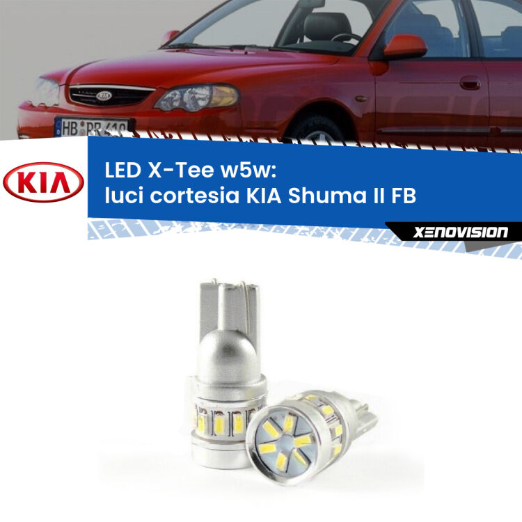 <strong>LED luci cortesia per KIA Shuma II</strong> FB 2001 - 2004. Lampade <strong>W5W</strong> modello X-Tee Xenovision top di gamma.