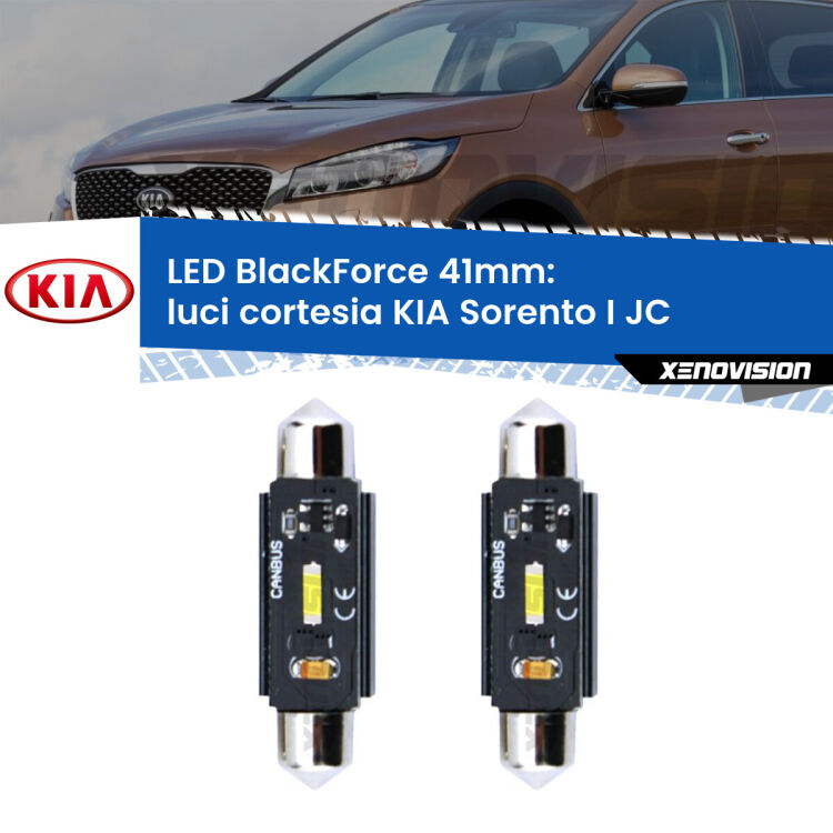 <strong>Luci Cortesia LED per KIA Sorento I</strong> JC 2002 - 2008. Coppia lampade <strong>C5W</strong> 41mm modello BlackForce canbus.