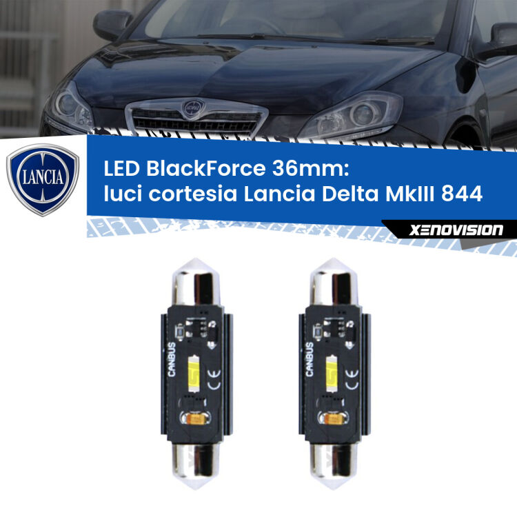 <strong>Luci Cortesia LED per Lancia Delta MkIII</strong> 844 2008 - 2014. Coppia lampade <strong>C5W</strong> 36mm modello BlackForce canbus.