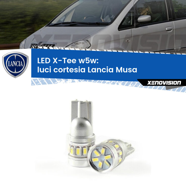 <strong>LED luci cortesia per Lancia Musa</strong>  2004 - 2012. Lampade <strong>W5W</strong> modello X-Tee Xenovision top di gamma.