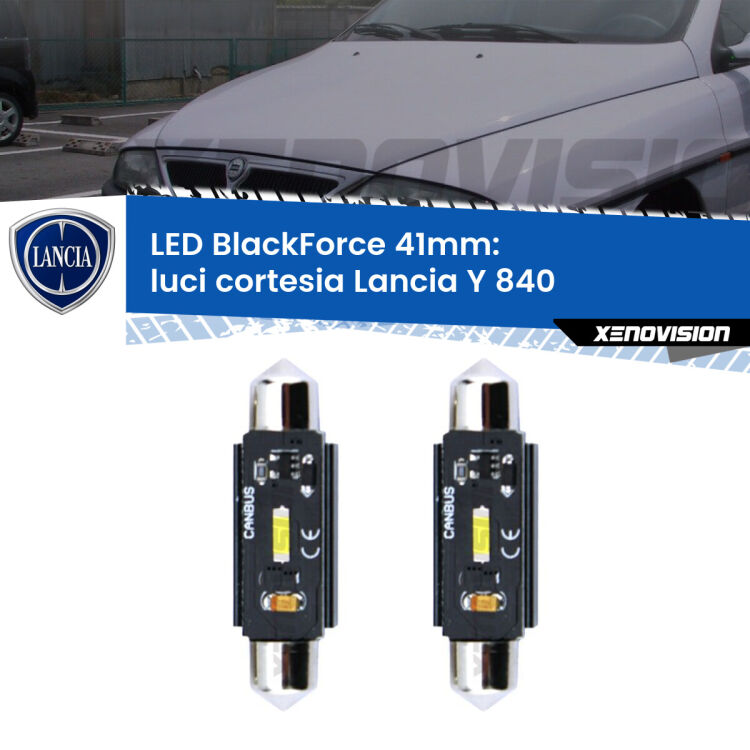 <strong>Luci Cortesia LED per Lancia Y</strong> 840 1995 - 2003. Coppia lampade <strong>C5W</strong> 41mm modello BlackForce canbus.