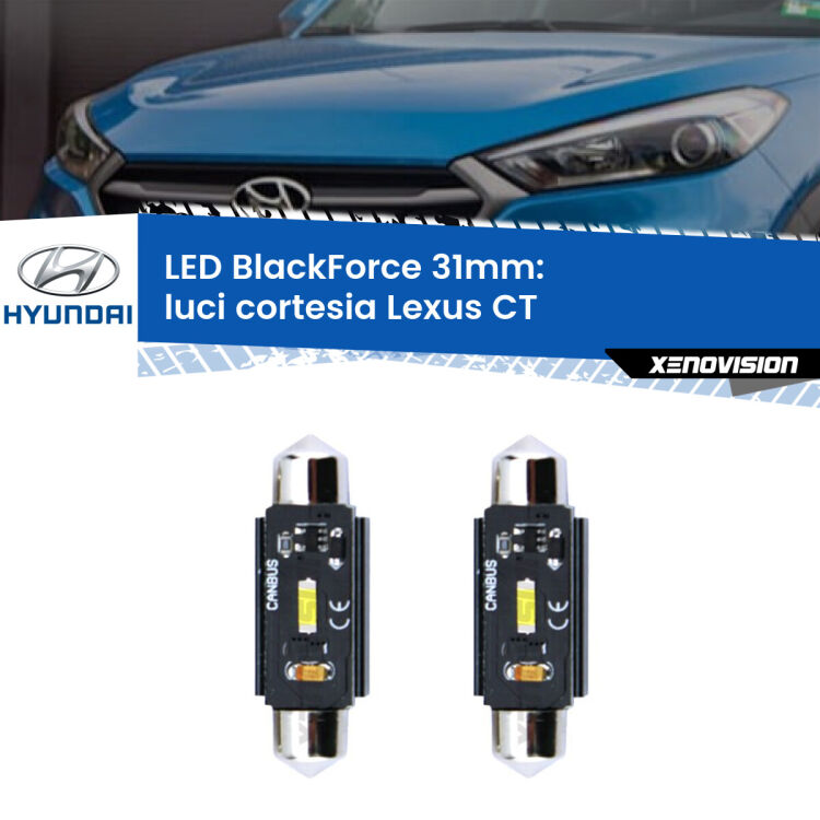 <strong>Luce Bagagliaio LED per Hyundai Tucson</strong> TL 2015 - 2021. Coppia lampade <strong>C5W</strong> 31mm modello BlackForce canbus.