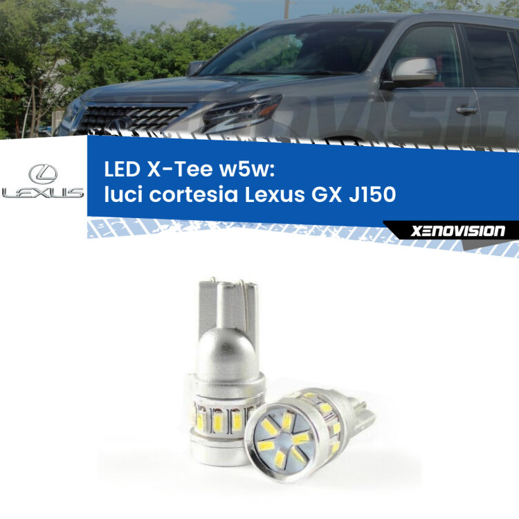 <strong>LED luci cortesia per Lexus GX</strong> J150 2009 in poi. Lampade <strong>W5W</strong> modello X-Tee Xenovision top di gamma.