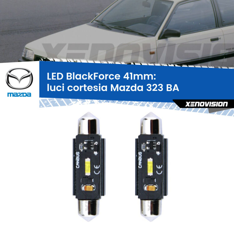 <strong>Luci Cortesia LED per Mazda 323</strong> BA 1994 - 1998. Coppia lampade <strong>C5W</strong> 41mm modello BlackForce canbus.