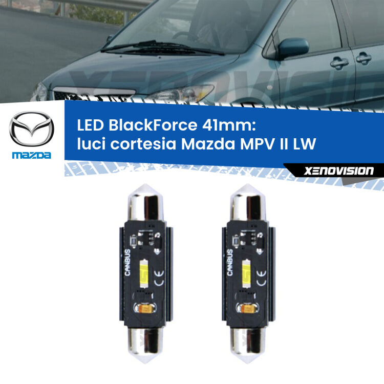 <strong>Luci Cortesia LED per Mazda MPV II</strong> LW 1999 - 2006. Coppia lampade <strong>C5W</strong> 41mm modello BlackForce canbus.